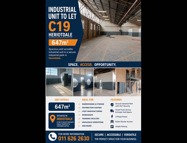 Industrial property to rent in HERIOTDALE